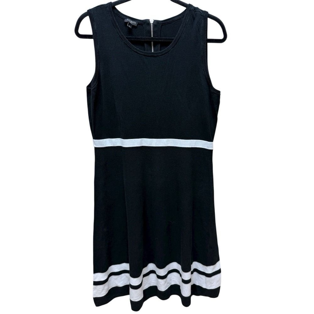 Talbots Sweater Dress Womens Petites Black & White Striped Sleeveless.Sz Lp